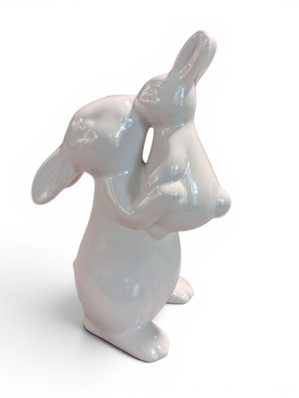 White Ceramic Bunny Figurine - kissing bunnies - Picture 4 of 11